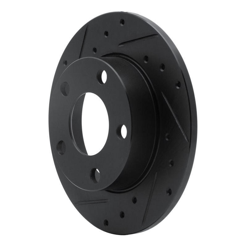 Audi 5000CS Turbo Quattro Brake Rotor (1) - Rear Left - R1 Concepts - Drilled & Slotted - Black - `85-`00